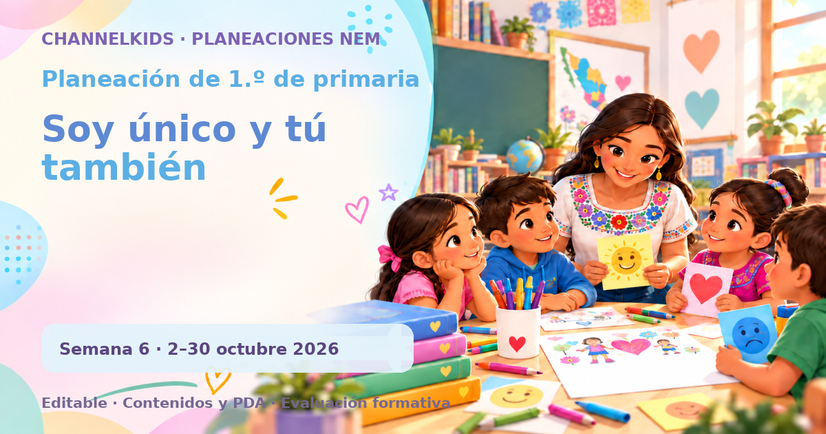 Planeación de primer grado semana 6: Soy único y tú también