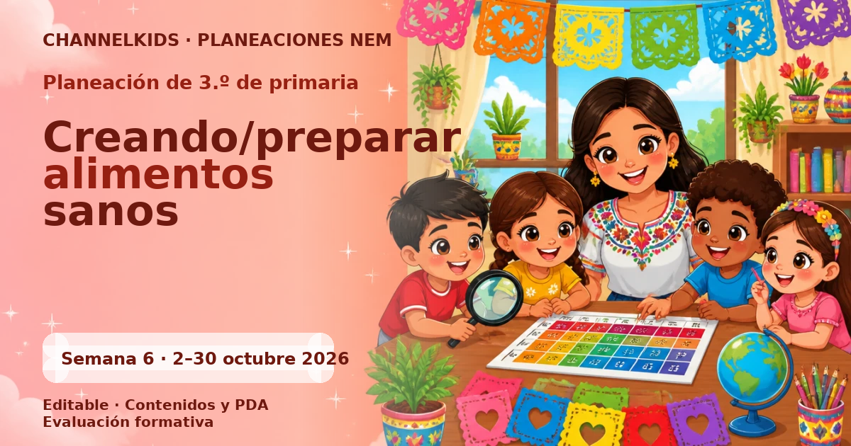 Planeación de tercer grado semana 6: Creando/preparar alimentos sanos
