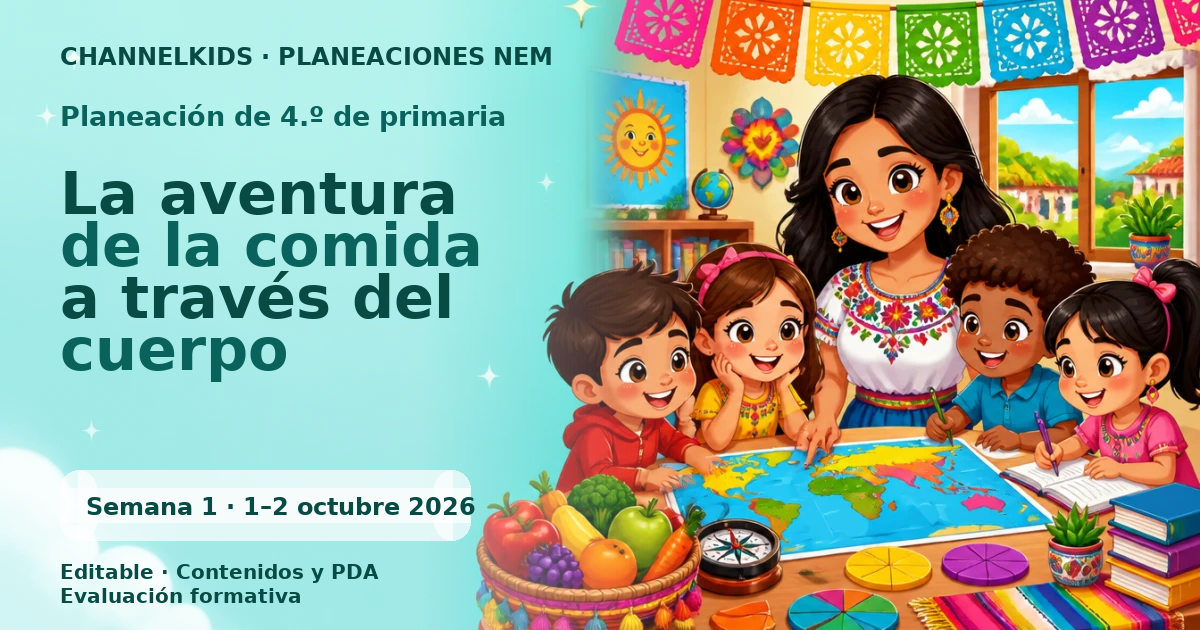Planeación de cuarto grado semana 1: La aventura de la comida a través del cuerpo