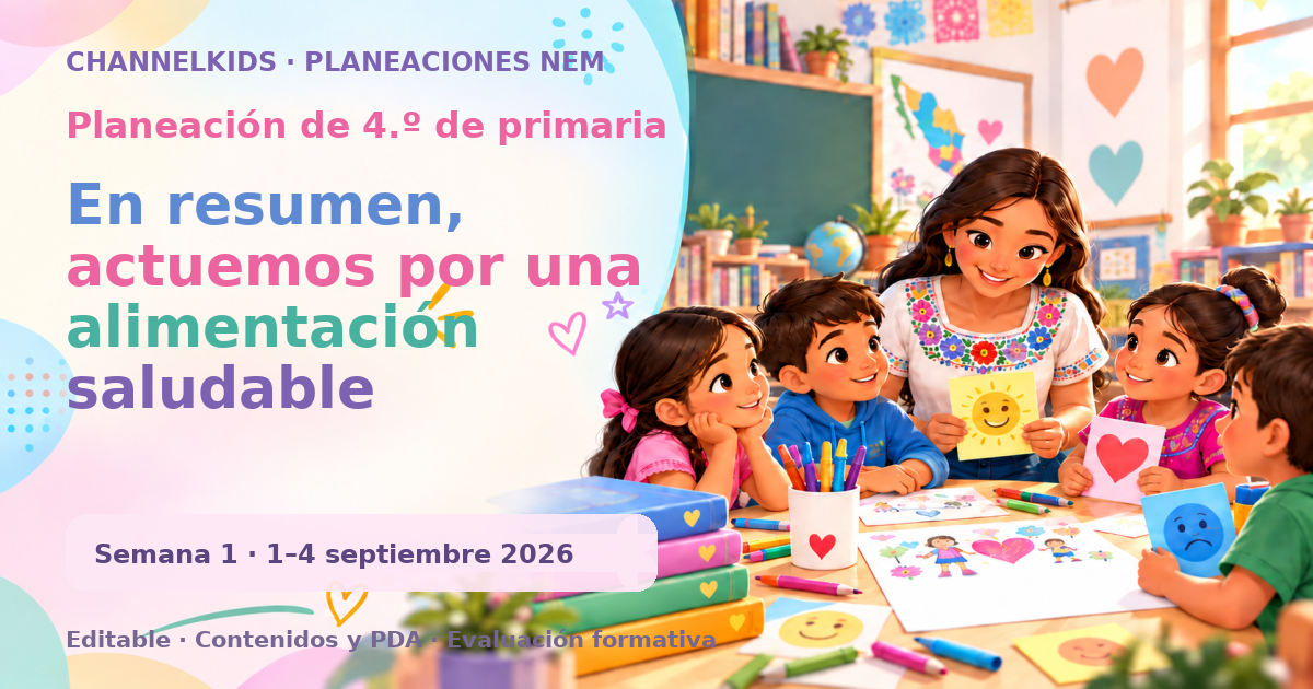 Planeación de cuarto grado semana 1: En resumen, actuemos por una alimentación saludable