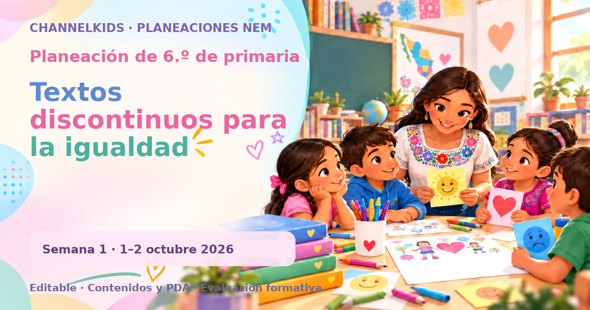 Planeación de sexto grado semana 1: Textos discontinuos para la igualdad