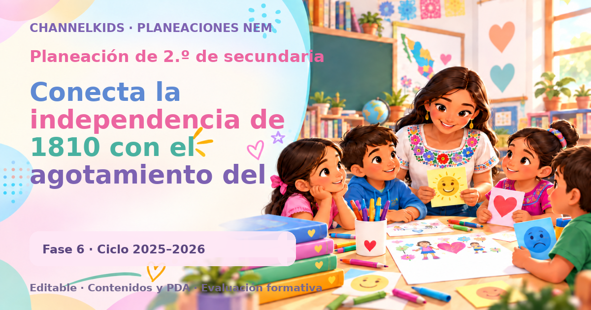 Planeación de segundo grado de secundaria: Conecta la independencia de 1810 con el agotamiento del imperio español y su impacto en la cohesión de las colonias ultramarinas