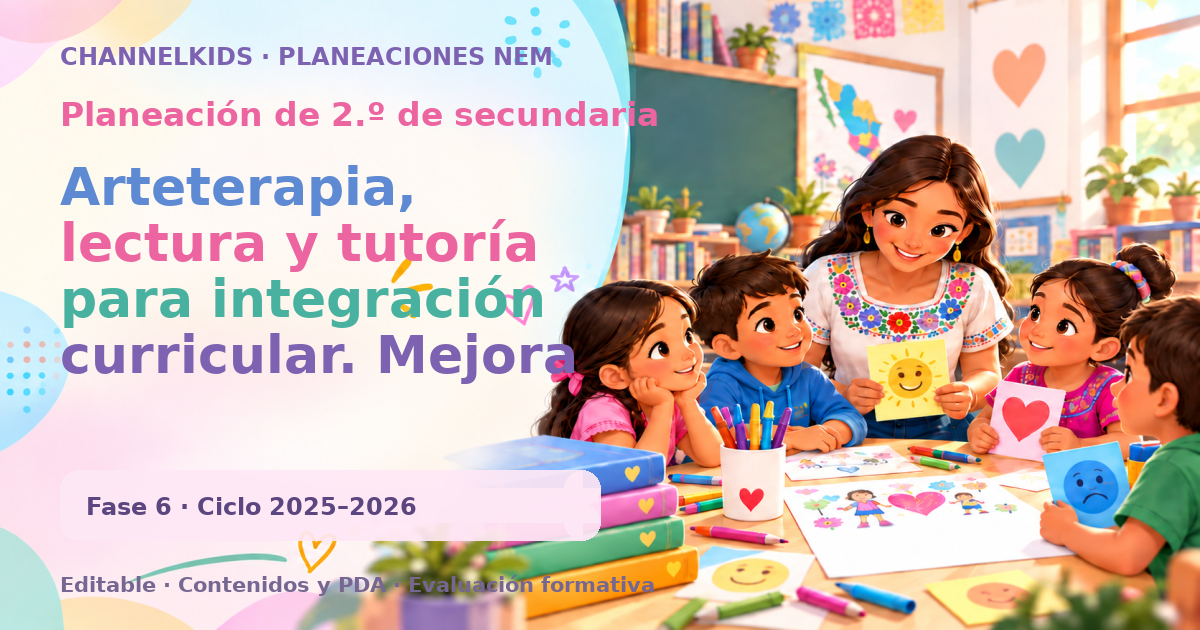 Planeación de segundo grado de secundaria: Arteterapia, lectura y tutoría para integración curricular. Mejora el aprendizaje y desarrollo integral en tus estudiantes