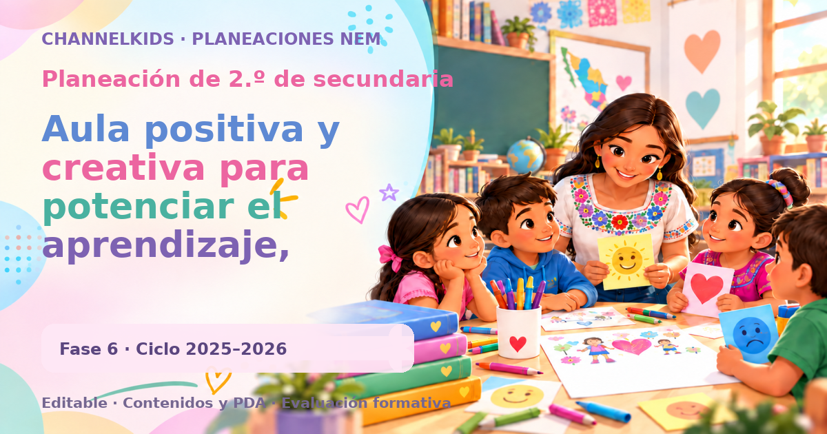 Planeación de segundo grado de secundaria: Aula positiva y creativa para potenciar el aprendizaje, motivar a estudiantes y fomentar un ambiente inclusivo y estimulante