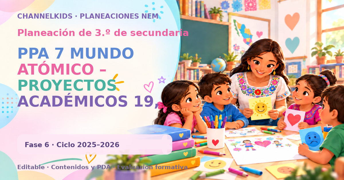 Planeación de tercer grado de secundaria: PPA 7 MUNDO ATÓMICO – PROYECTOS ACADÉMICOS 19, 20 Y 21