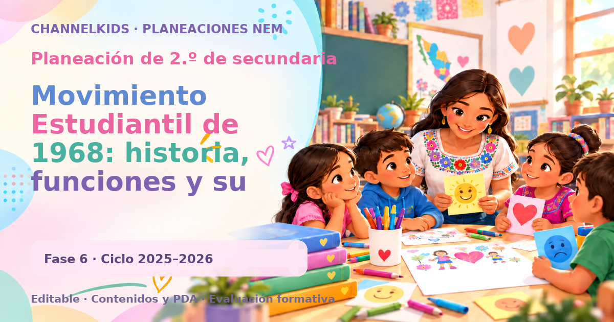 Planeación de segundo grado de secundaria: Movimiento Estudiantil de 1968: historia, funciones y su impacto en la lucha social y derechos estudiantiles en México