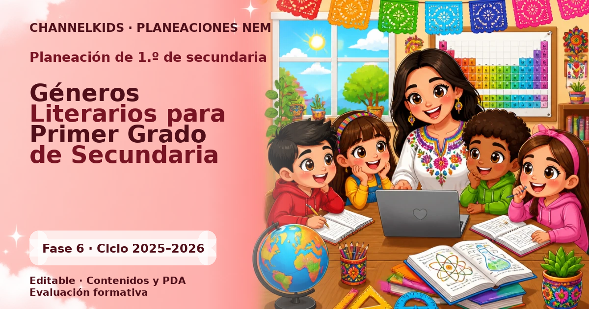 Planeación de primer grado de secundaria: Géneros Literarios para Primer Grado de Secundaria