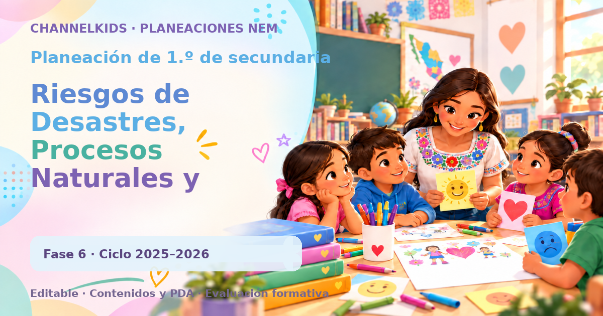 Planeación de primer grado de secundaria: Riesgos de Desastres, Procesos Naturales y Vulnerabilidad en 7 Sesiones