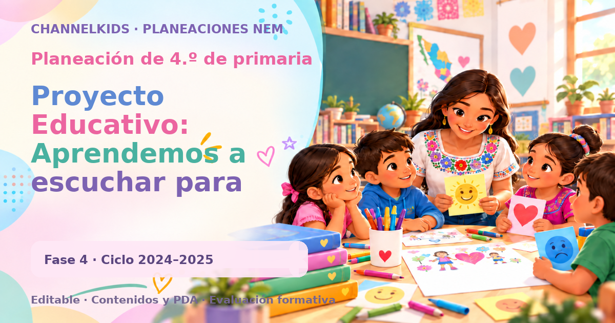 Planeación de cuarto grado: Proyecto Educativo: Aprendemos a escuchar para poder dialogar
