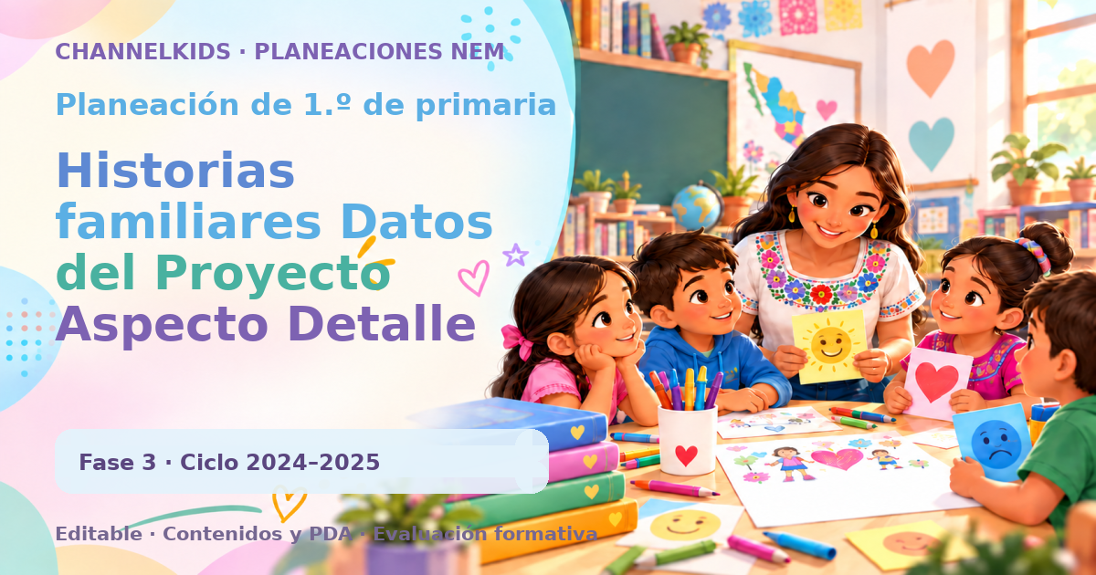 Planeación de primer grado: Historias familiares Datos del Proyecto Aspecto Detalle Asunto/Problema Historias familiares Escenario Escuela Metodología de enseñanza Comu