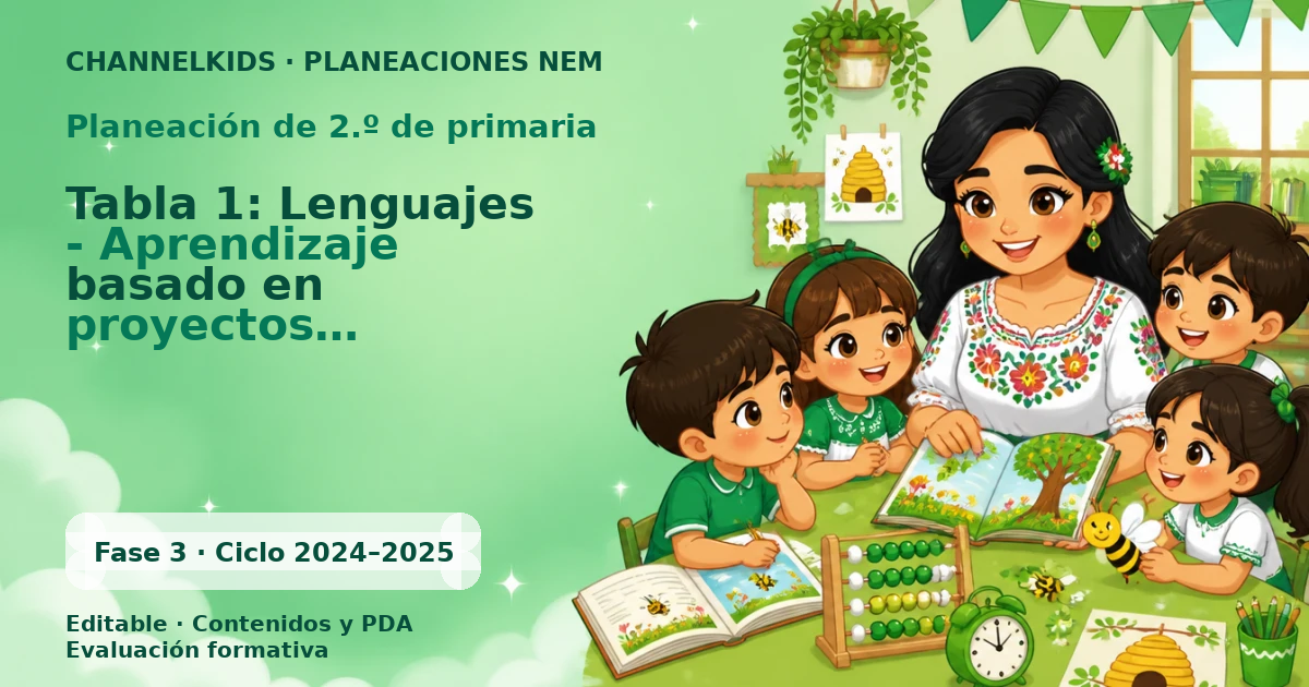Planeación de segundo grado: Tabla 1: Lenguajes - Aprendizaje basado en proyectos comunitarios