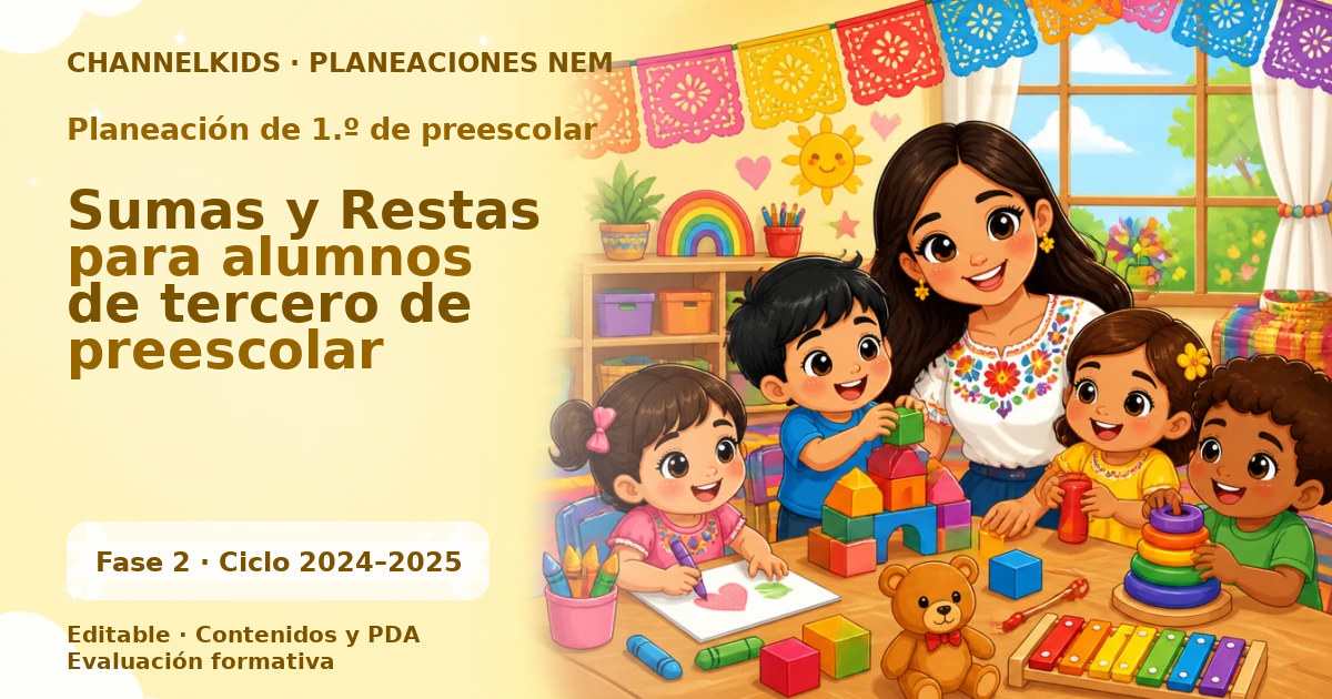 Planeación de primer grado de preescolar: Sumas y Restas para alumnos de tercero de preescolar