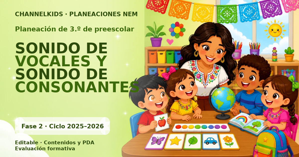Planeación de tercer grado de preescolar: SONIDO DE VOCALES Y SONIDO DE CONSONANTES