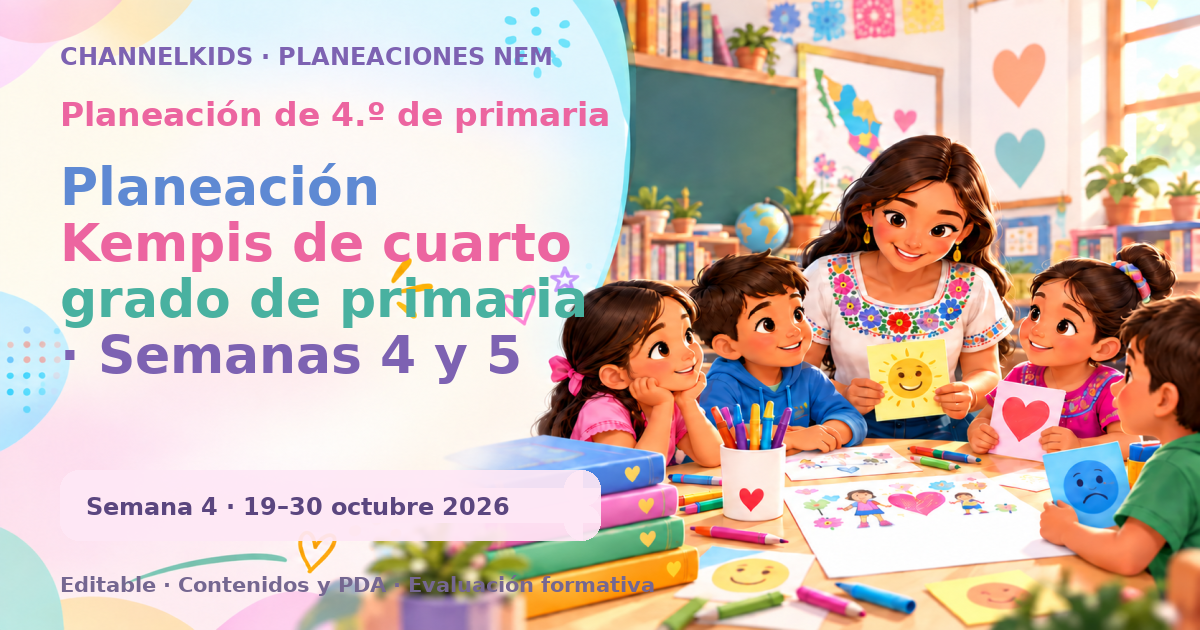 Planeación de cuarto grado semanas 4 y 5: Planeación Kempis de cuarto grado de primaria · Semanas 4 y 5
