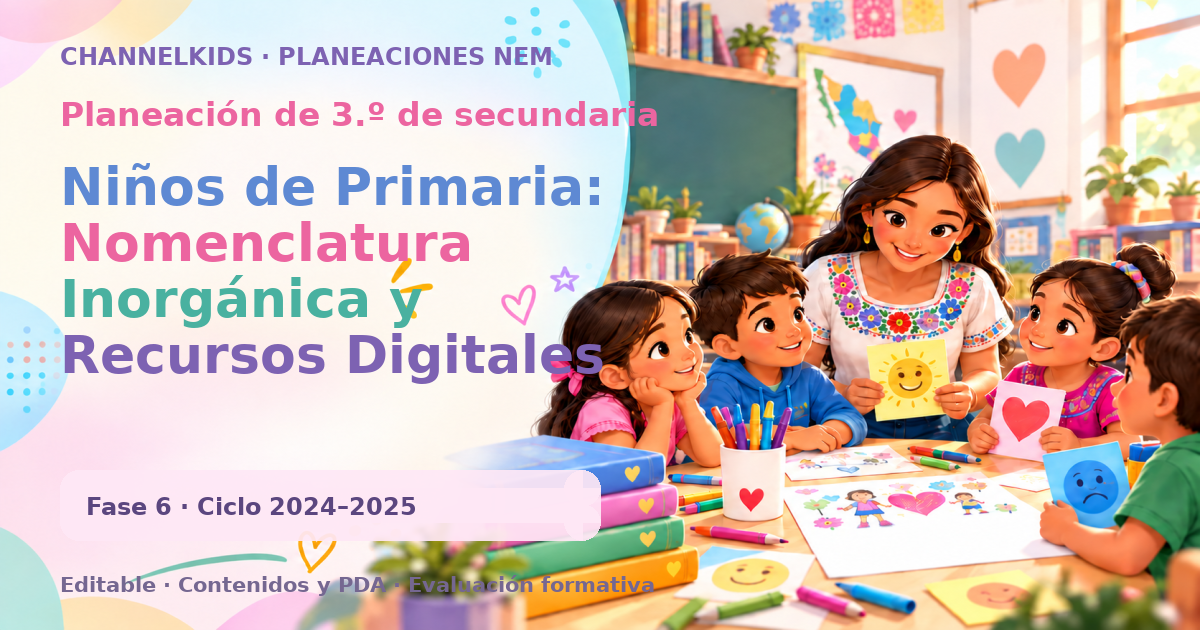Planeación de tercer grado de secundaria: Niños de Primaria: Nomenclatura Inorgánica y Recursos Digitales