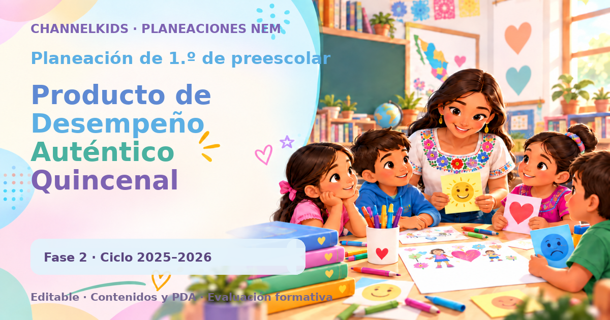 Planeación de primer grado de preescolar: Producto de Desempeño Auténtico Quincenal
