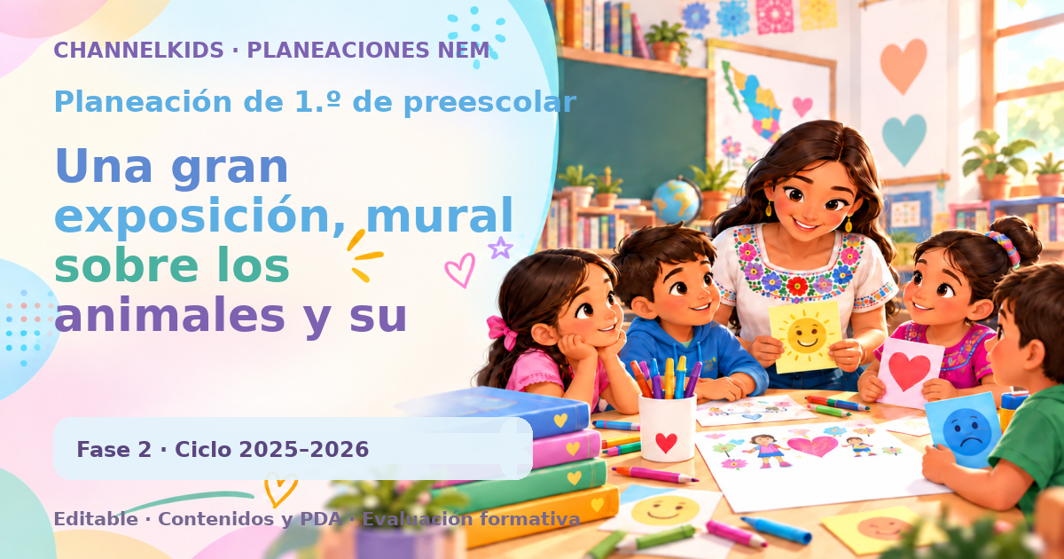Planeación de primer grado de preescolar: Una gran exposición, mural sobre los animales y su hábitat, para alumnos de preescolar.
