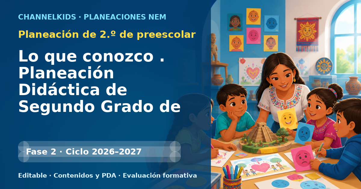 Planeación de segundo grado de preescolar: Lo que conozco . Planeación Didáctica de Segundo Grado de Preescolar (Niños de 4 años) Ilustración de apoyo Información Básica