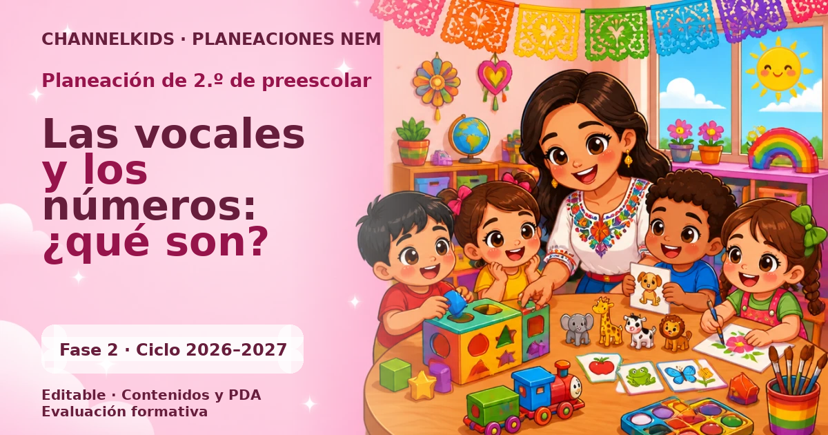 Planeación de segundo grado de preescolar: Las vocales y los números: ¿qué son?