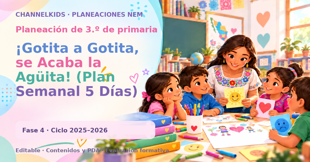Planeación de tercer grado: ¡Gotita a Gotita, se Acaba la Agüita! (Plan Semanal 5 Días)