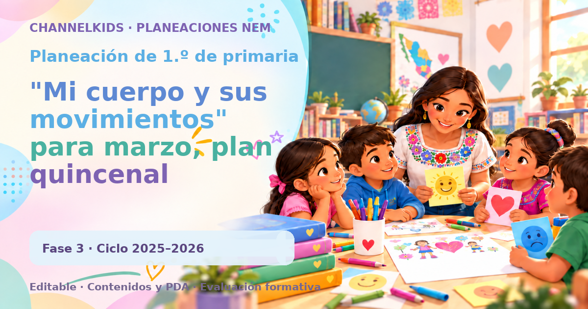Planeación de primer grado: "Mi cuerpo y sus movimientos" para marzo, plan quincenal educativa y divertida