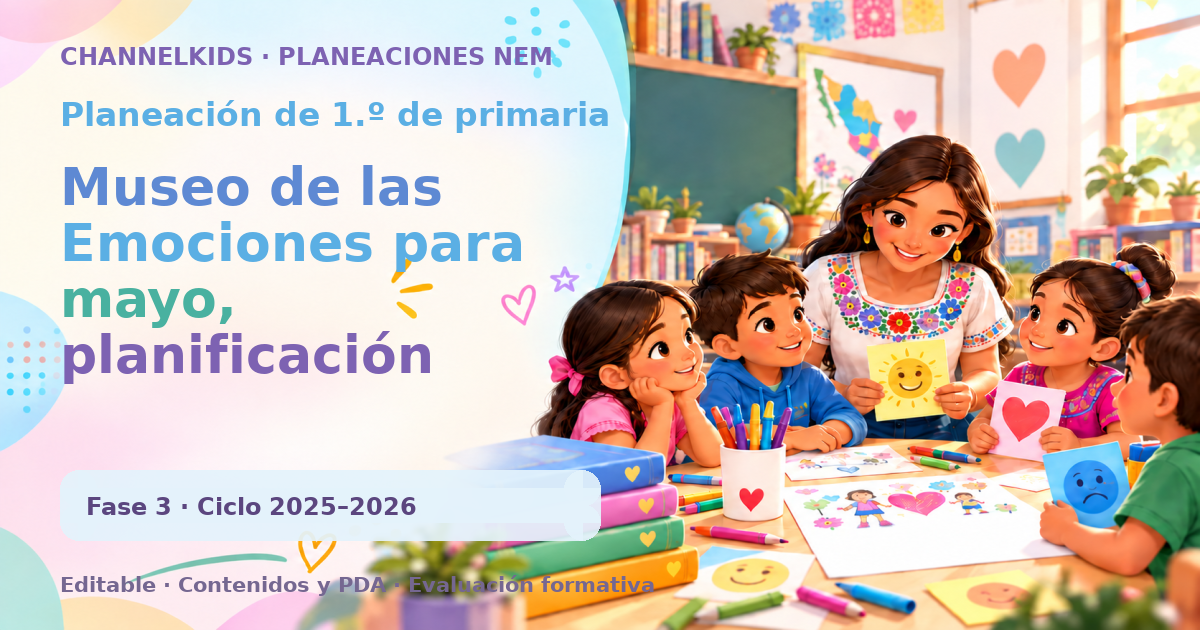 Planeación de primer grado: Museo de las Emociones para mayo, planificación quincenal atractiva y educativa