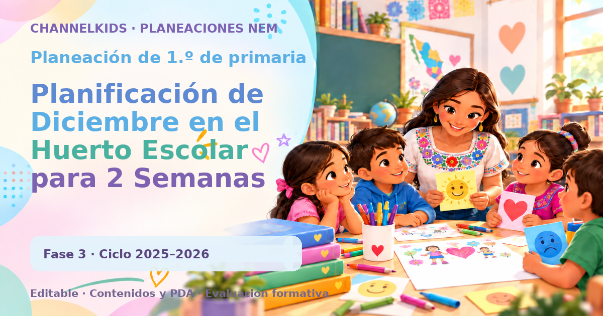 Planeación de primer grado: Planificación de Diciembre en el Huerto Escolar para 2 Semanas