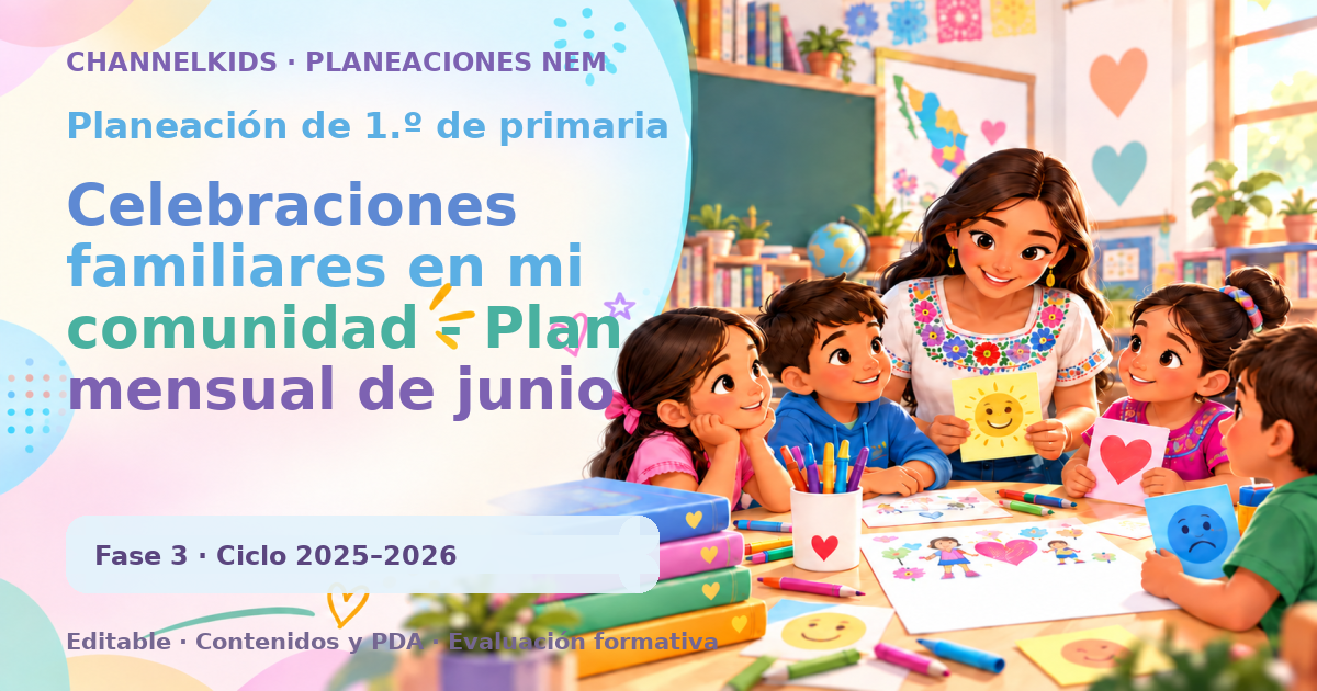 Planeación de primer grado: Celebraciones familiares en mi comunidad - Plan mensual de junio