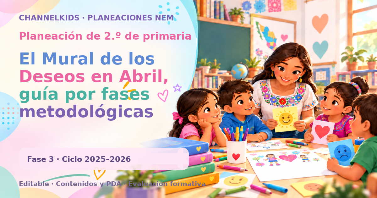 Planeación de segundo grado: El Mural de los Deseos en Abril, guía por fases metodológicas