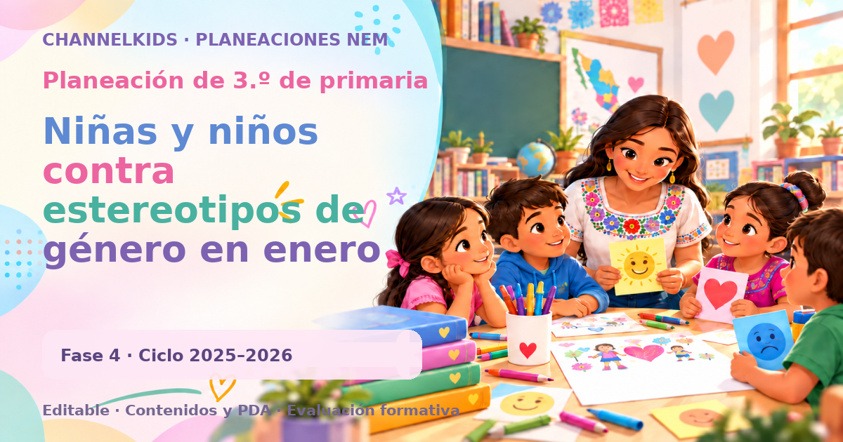 Planeación de tercer grado: Niñas y niños contra estereotipos de género en enero (5 días)