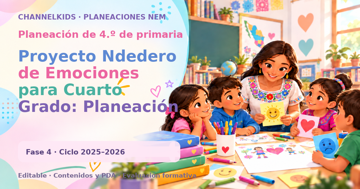 Planeación de cuarto grado: Proyecto Ndedero de Emociones para Cuarto Grado: Planeación Didáctica de Enero con Fases Metodológicas