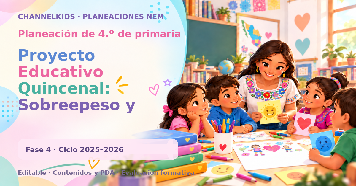 Planeación de cuarto grado: Proyecto Educativo Quincenal: Sobreepeso y Obesidad