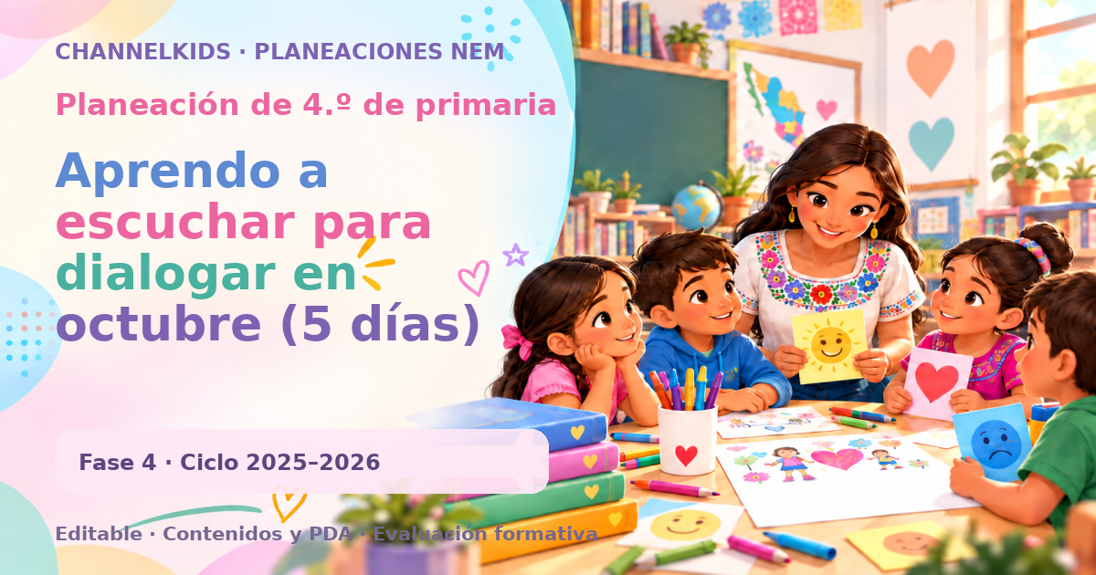 Planeación de cuarto grado: Aprendo a escuchar para dialogar en octubre (5 días)