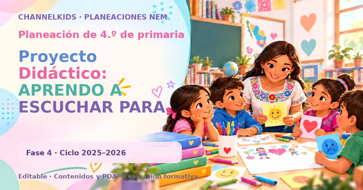 Planeación de cuarto grado: Proyecto Didáctico: APRENDO A ESCUCHAR PARA PODER DIALOGAR