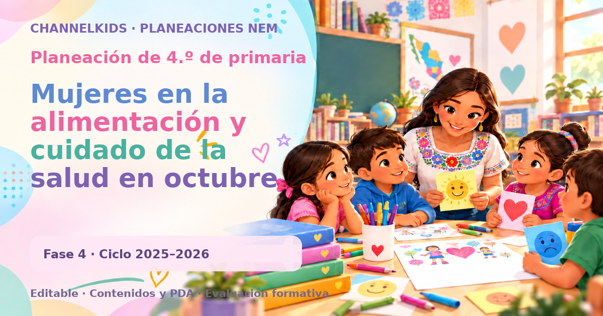 Planeación de cuarto grado: Mujeres en la alimentación y cuidado de la salud en octubre
