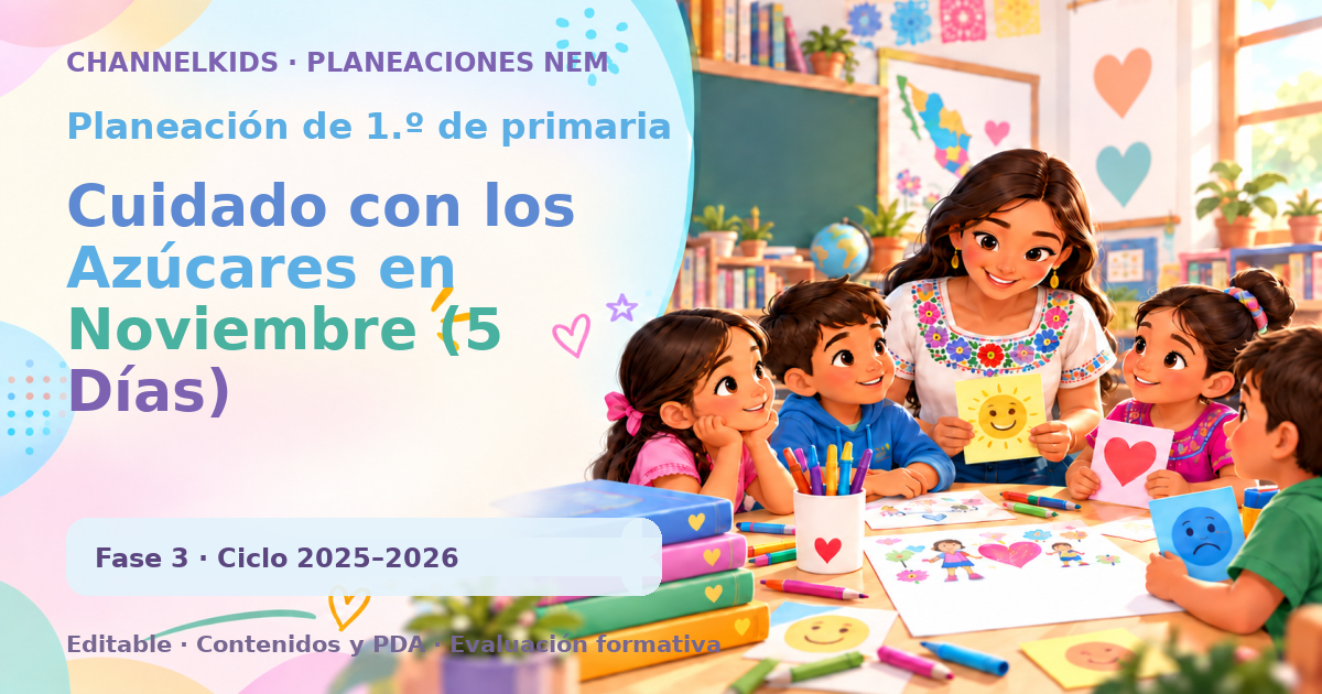 Planeación de primer grado: Cuidado con los Azúcares en Noviembre (5 Días)