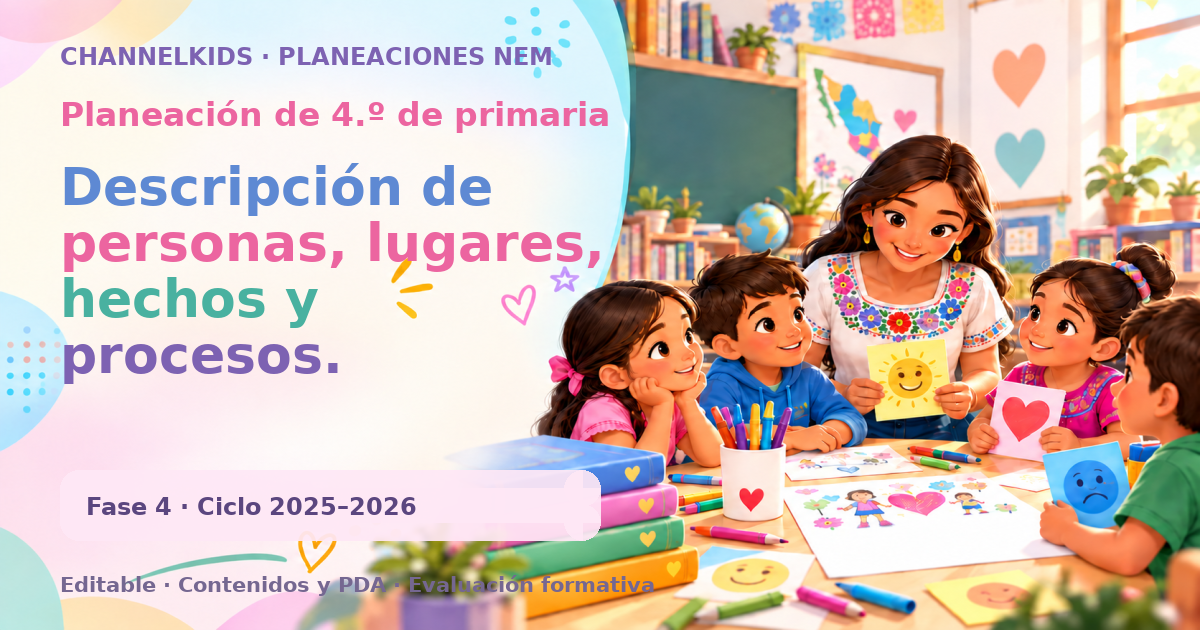 Planeación de cuarto grado: Descripción de personas, lugares, hechos y procesos.