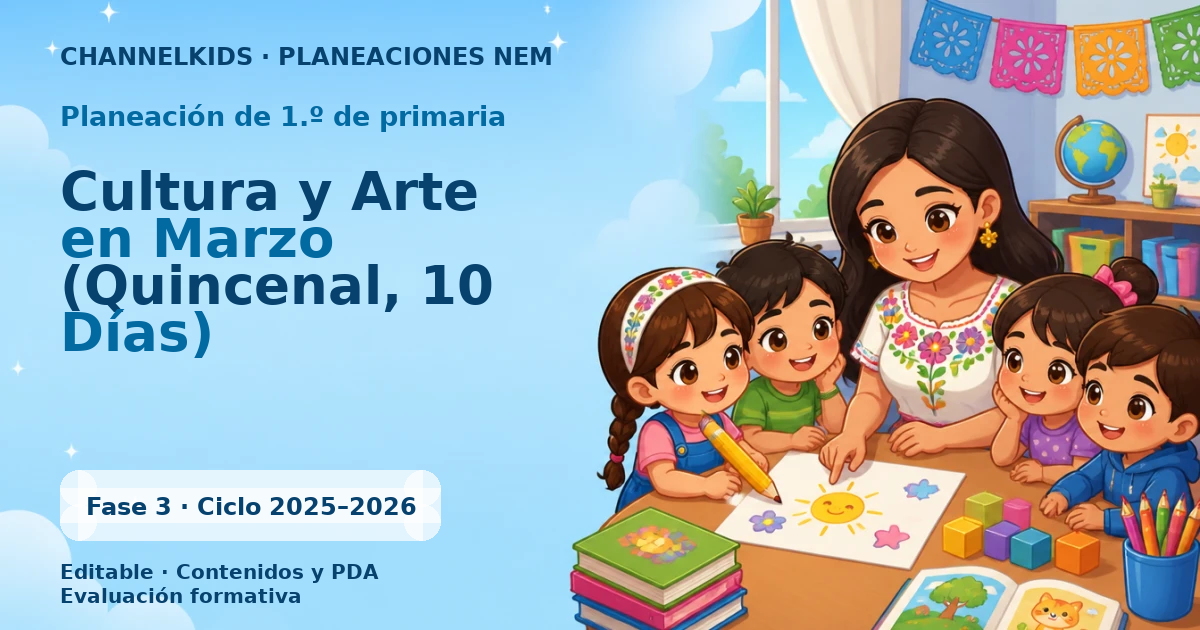 Proyecto Planeación Didáctica para Primer Grado: Cultura y Arte en Marzo (Quincenal, 10 Días)