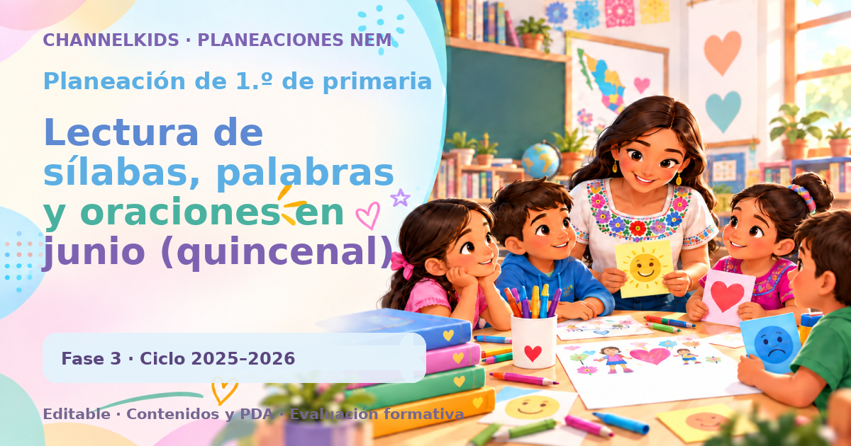 Planeación de primer grado: Lectura de sílabas, palabras y oraciones en junio (quincenal)
