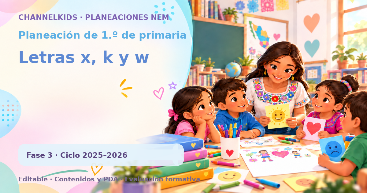 Planeación de primer grado: Letras x, k y w