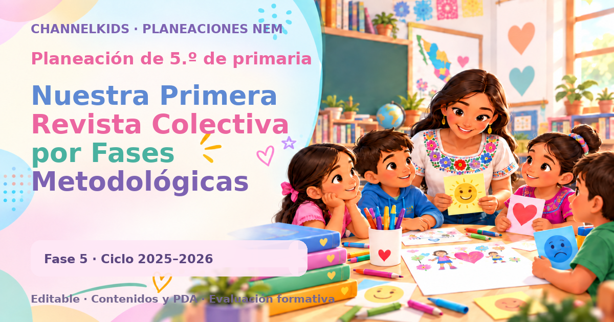 Planeación de quinto grado: Nuestra Primera Revista Colectiva por Fases Metodológicas