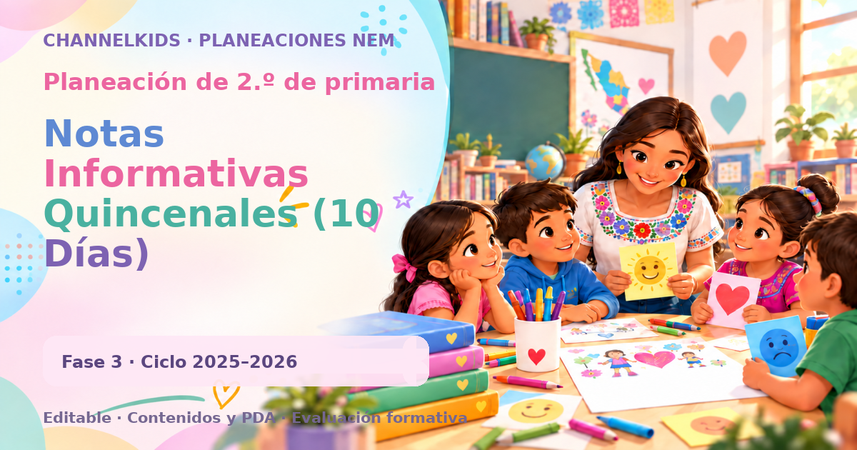 Planeación de segundo grado: Notas Informativas Quincenales (10 Días)