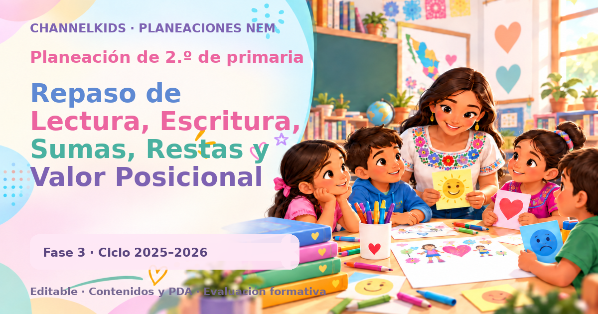 Planeación de segundo grado: Repaso de Lectura, Escritura, Sumas, Restas y Valor Posicional