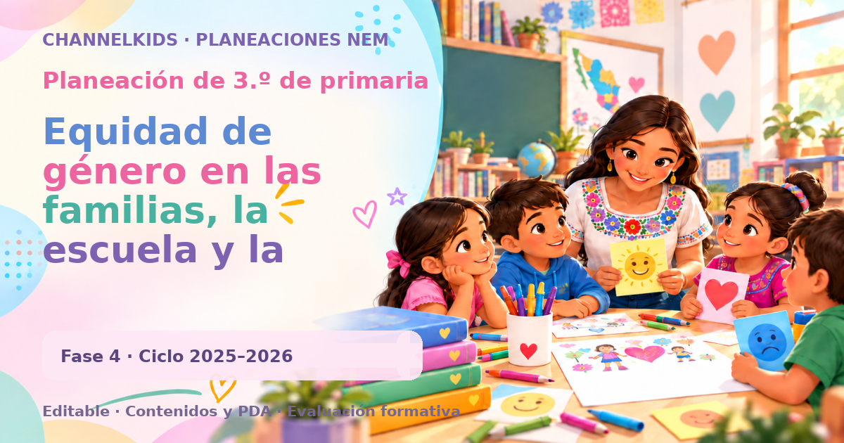 Planeación de tercer grado: Equidad de género en las familias, la escuela y la comunidad
