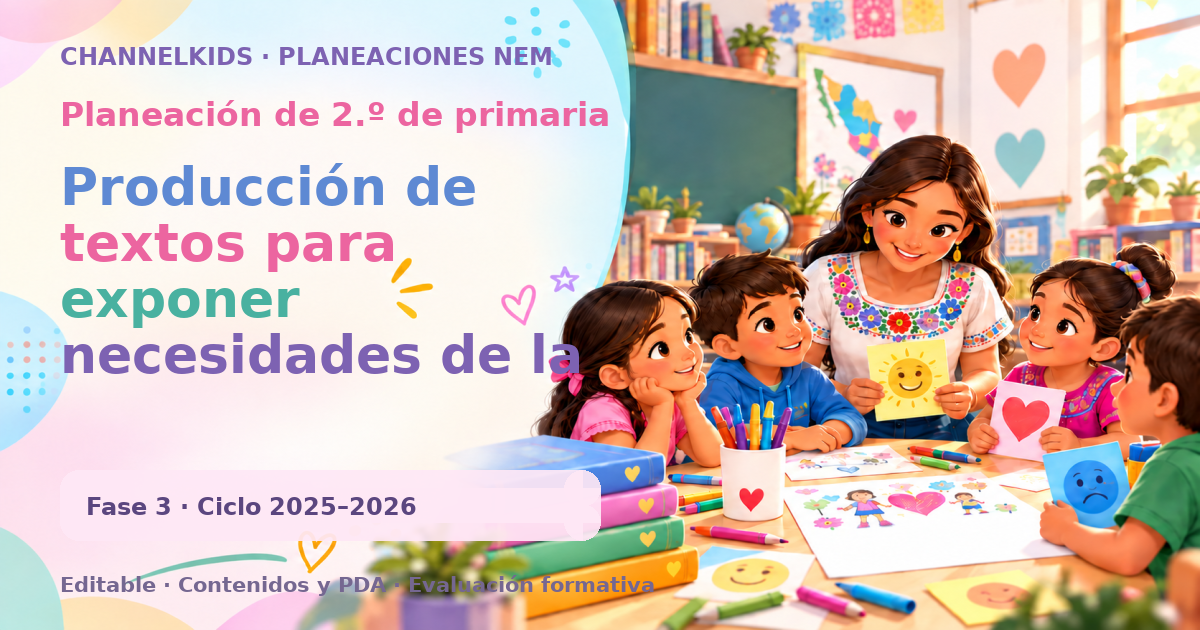Planeación de segundo grado: Producción de textos para exponer necesidades de la comunidad y de la escuela