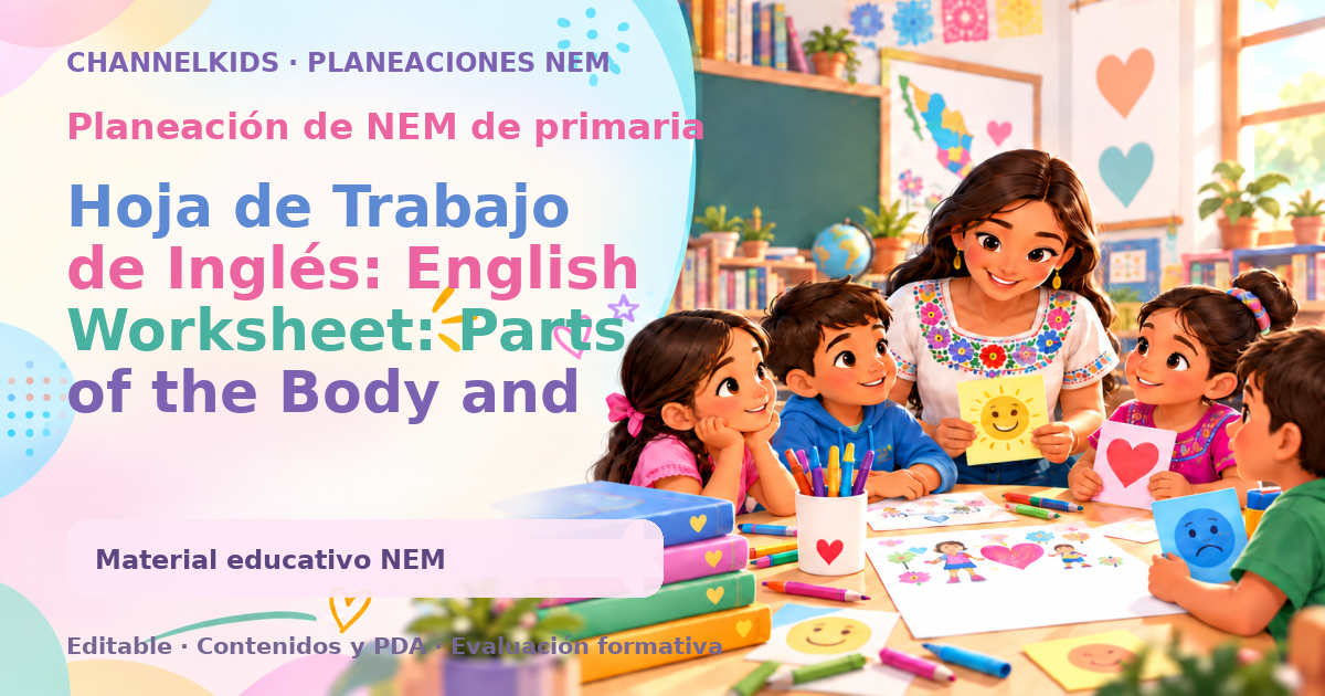 Hoja de Trabajo de Inglés: English Worksheet: Parts of the Body and Feelings