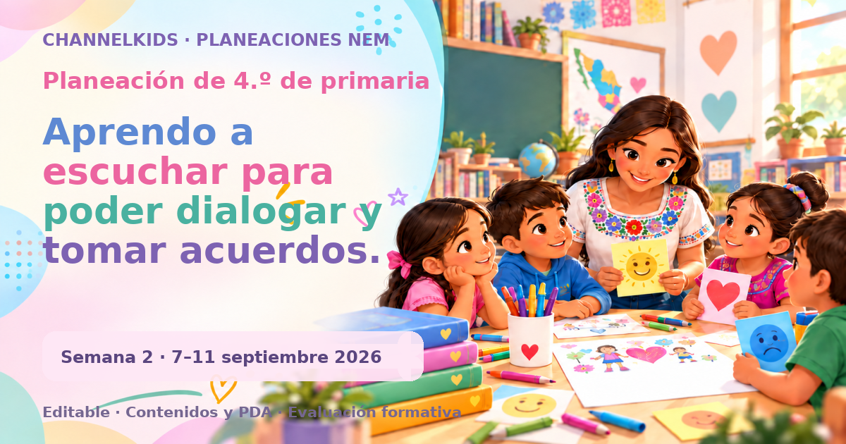 Planeación de cuarto grado semana 2: Aprendo a escuchar para poder dialogar y tomar acuerdos.