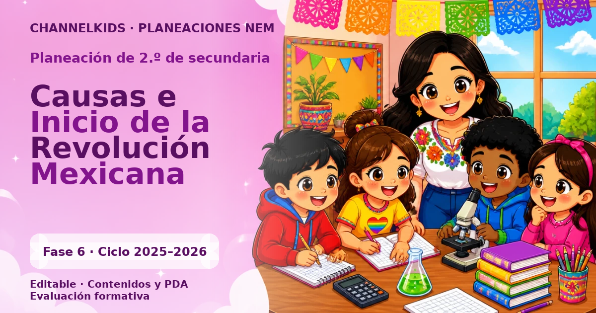 Planeación Secundaria 2.º grado: Causas e Inicio de Revolución Mexicana