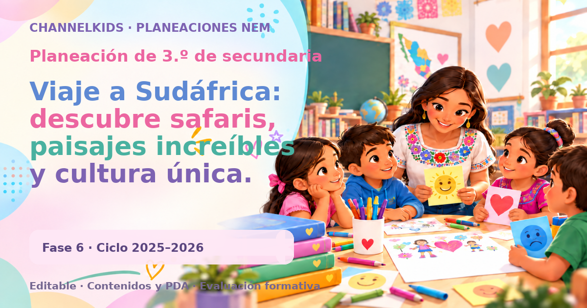 Planeación de tercer grado de secundaria: Viaje a Sudáfrica: descubre safaris, paisajes increíbles y cultura única. ¡Prepara tu aventura en el país de los starkitos!