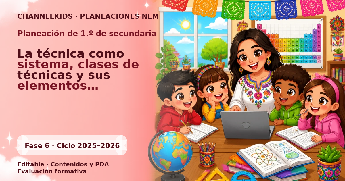 Planeación de primer grado de secundaria: La técnica como sistema, clases de técnicas y sus elementos comunes